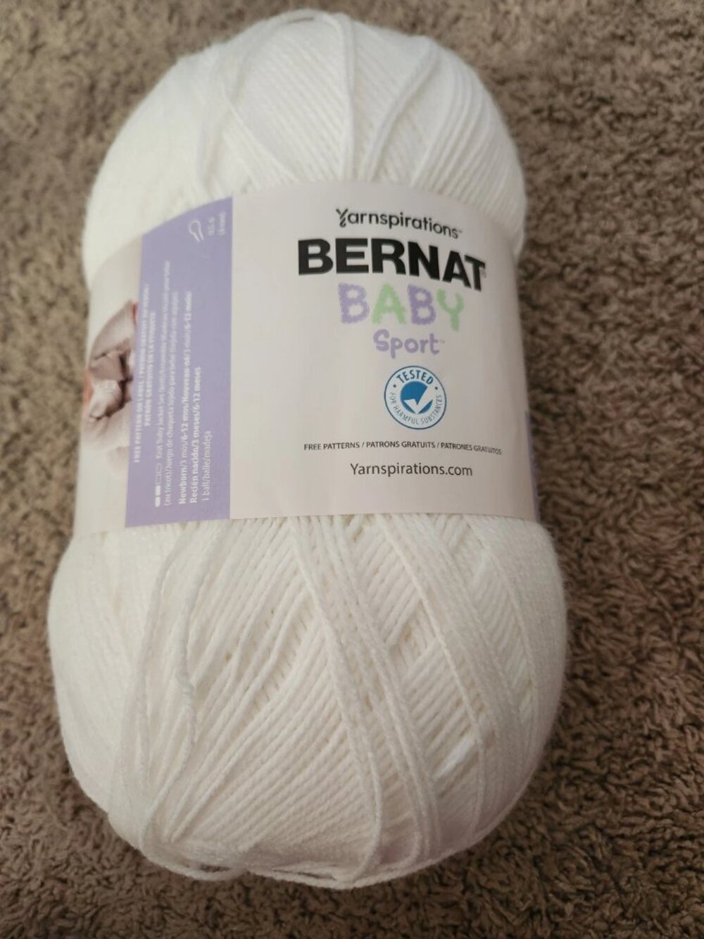 Bernat Baby Sport Baby White Bouquet Acrylic Yarn 12.4 oz. 1256 Yards